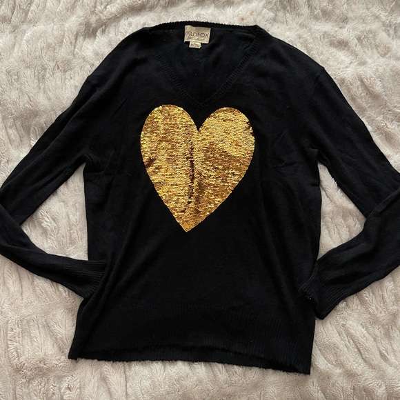 Wildfox White Label Black With Gold Sequins Sweater. - Picture 2 of 13